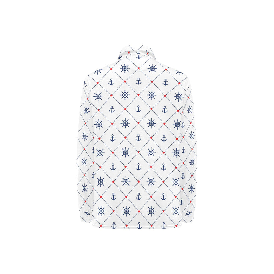 Anchor rudder nautical design pattern Women's Long Sleeve Polo Shirt