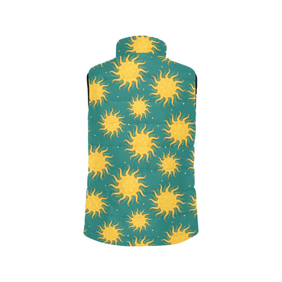 Sun green background Women's Padded Vest