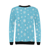 Snowflake pattern blue background Women's Crew Neck Sweatshirt