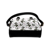 Boston terrier dog hearts vector pattern Shoulder Handbag