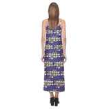 Beautiful japanese fan pattern V-Neck Open Fork Long Dress
