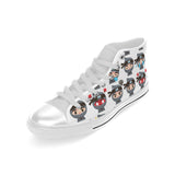 Cute ninja design pattern Men's High Top Canvas Shoes White