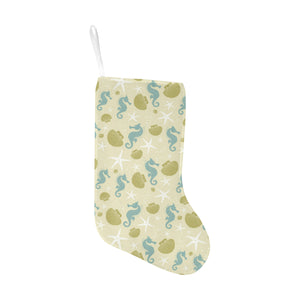 Seahorse shell starfish pattern background Christmas Stocking