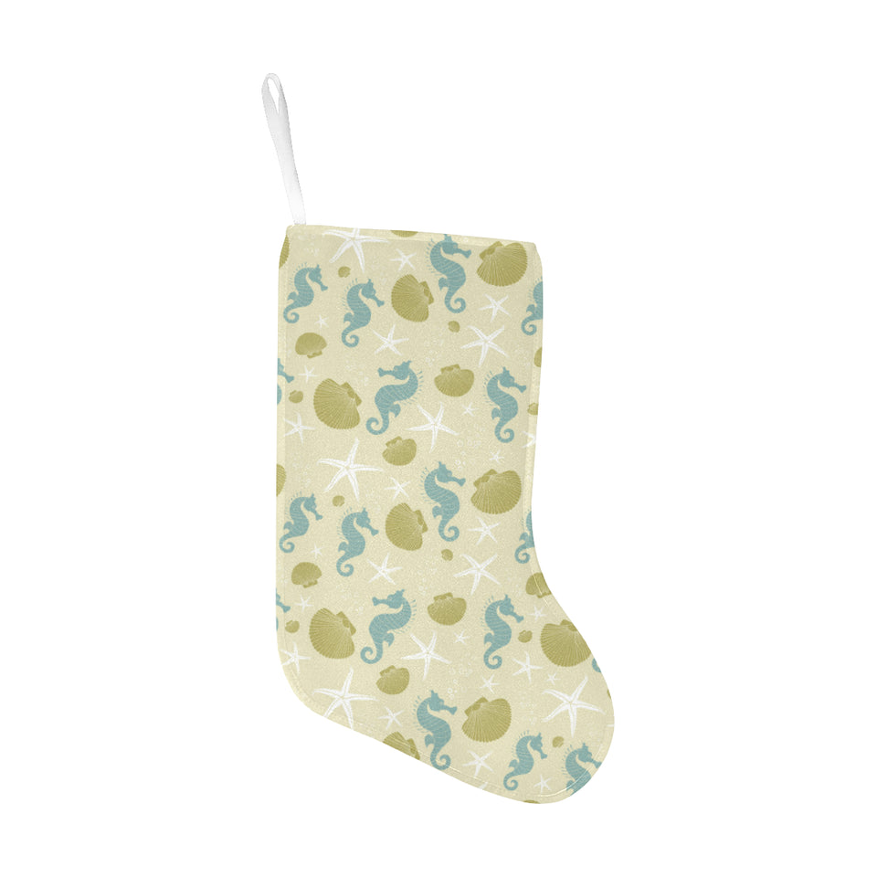 Seahorse shell starfish pattern background Christmas Stocking