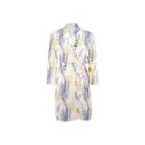 Lavender modern pattern blackground Men's Long Sleeve Belted Night Robe