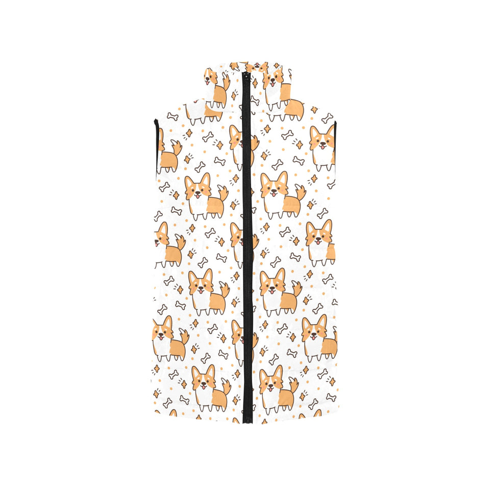 Cute corgi heart star bone pattern Women's Padded Vest