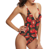 Tomato black background Women's One-Piece Swimsuit