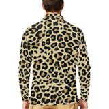 Leopard print design pattern Men's Long Sleeve Polo Shirt