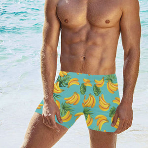 Banana Palm Leaves pattern background Men's Swimming Trunks