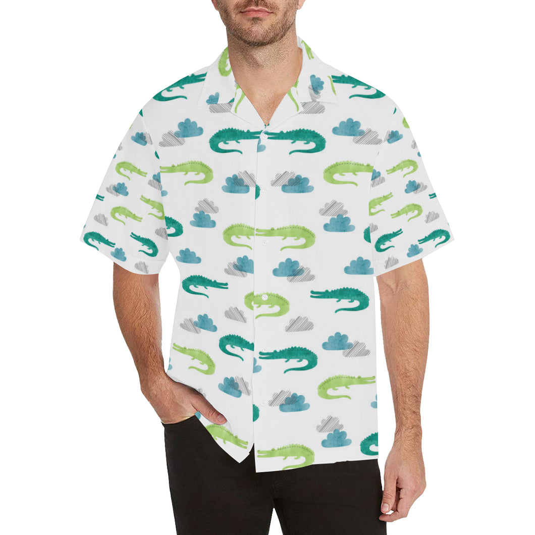 watercolor crocodile pattern Men's All Over Print Hawaiian Shirt
