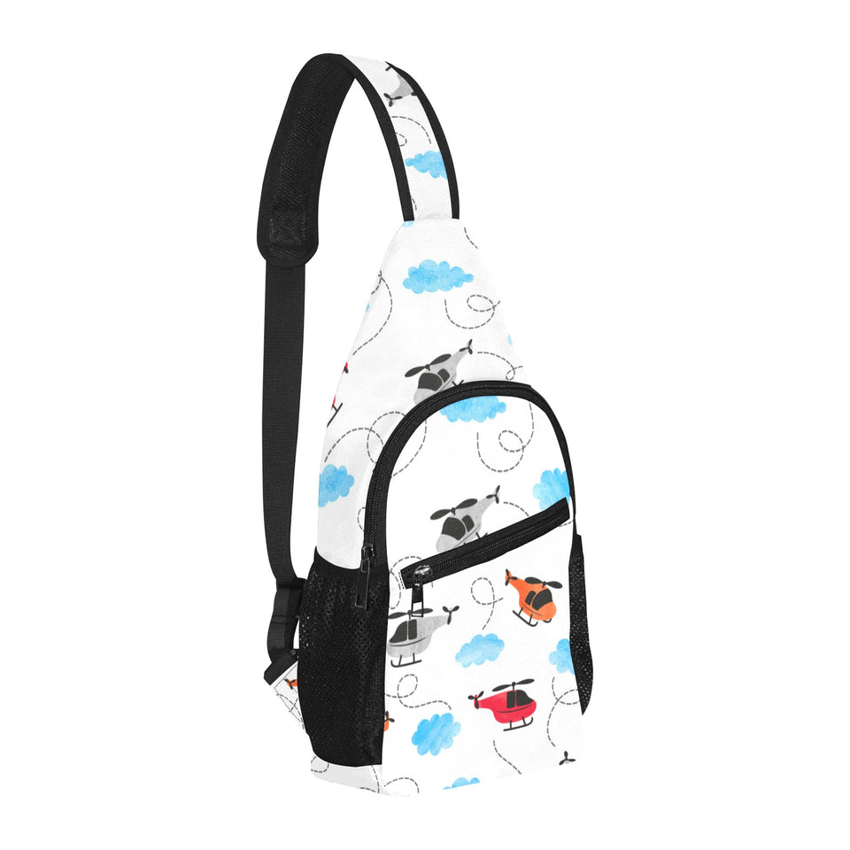 Watercolor helicopter cloud pattern All Over Print Chest Bag