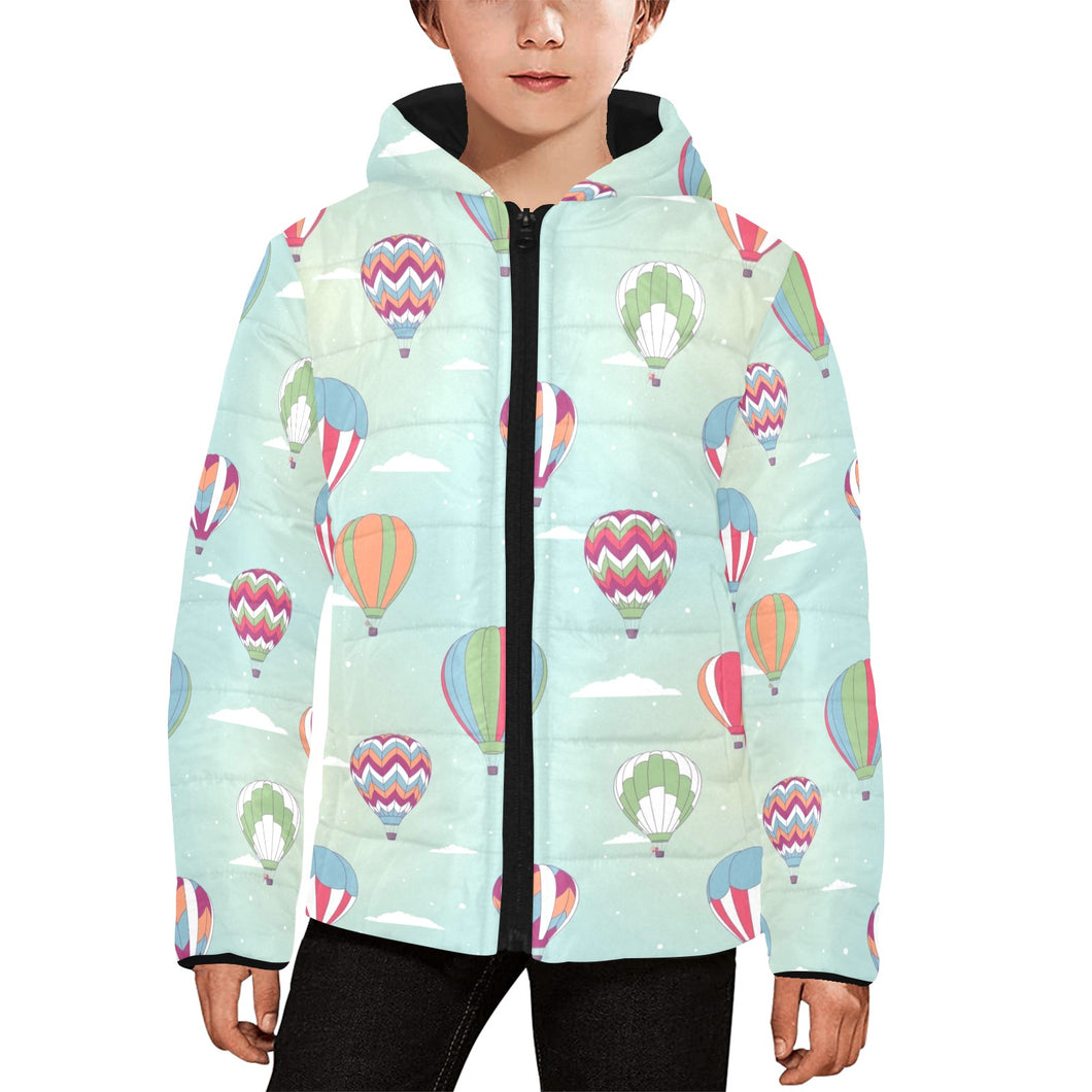 Hot Air Balloon design Pattern Kids' Boys' Girls' Padded Hooded Jacket
