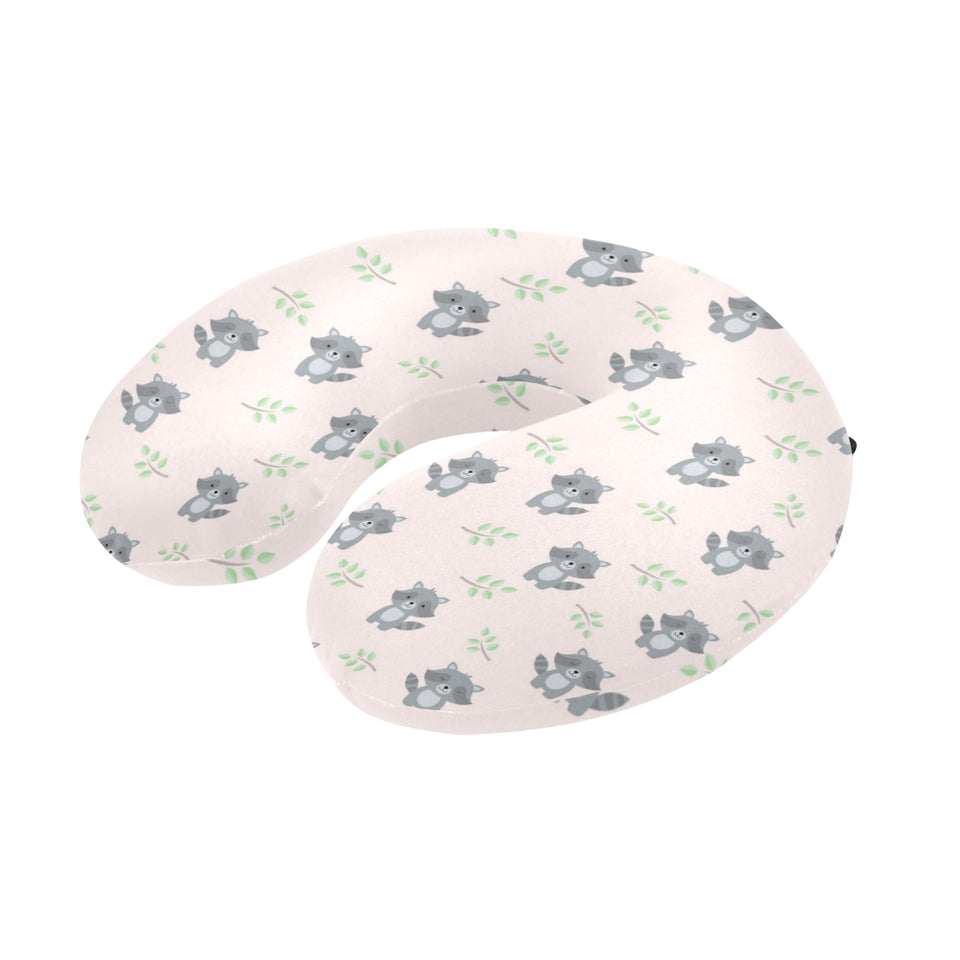 cute raccoons leaves pattern U-Shaped Travel Neck Pillow