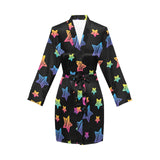 Colorful star pattern Women's Long Sleeve Belted Night Robe