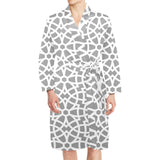 arabic gray pattern Men's Long Sleeve Belted Night Robe