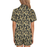Goldfish Pattern Print Design 01 Women's V-Neck Short Pajama Set