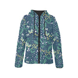 butterfly leaves pattern Women's Padded Hooded Jacket