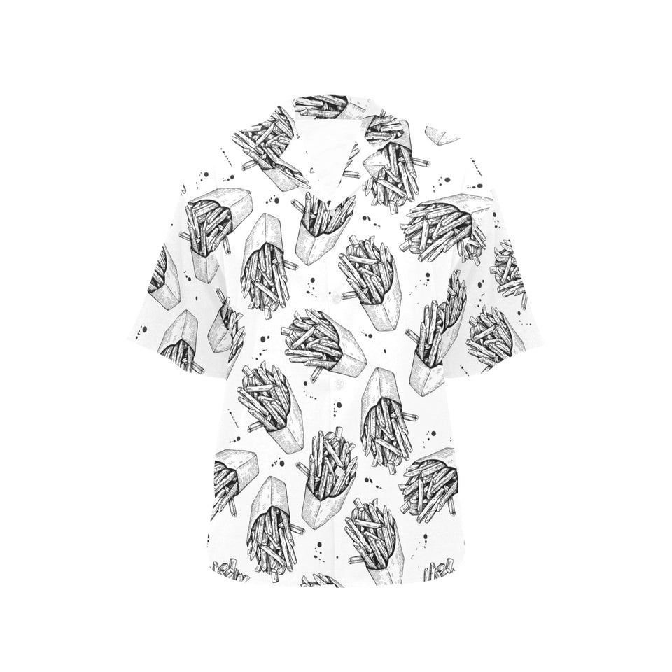 Hand drawn french fries pattern Women's All Over Print Hawaiian Shirt
