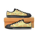 Cheese design pattern Men's Low Top Canvas Shoes Black