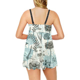 Dragonfly Butterfly Plants insect flower vintage s Chest Sexy Pleated Two Piece Swim Dress