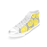 slice of lemon design pattern Women's High Top Canvas Shoes White