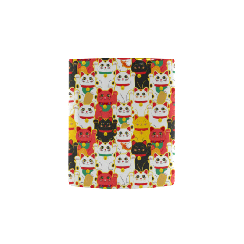 Colorful Maneki neko cat pattern Morphing Mug Heat Changing Mug