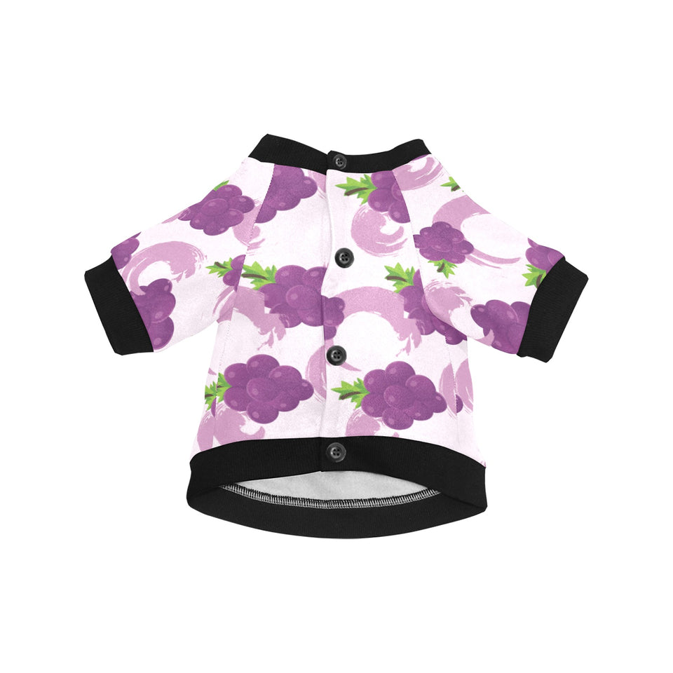 Cute Grape pattern All Over Print Pet Dog Round Neck Fuzzy Shirt
