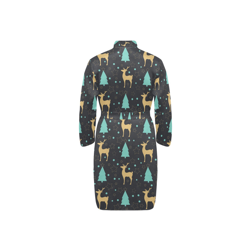 Deers star tree pattern Men's Long Sleeve Belted Night Robe