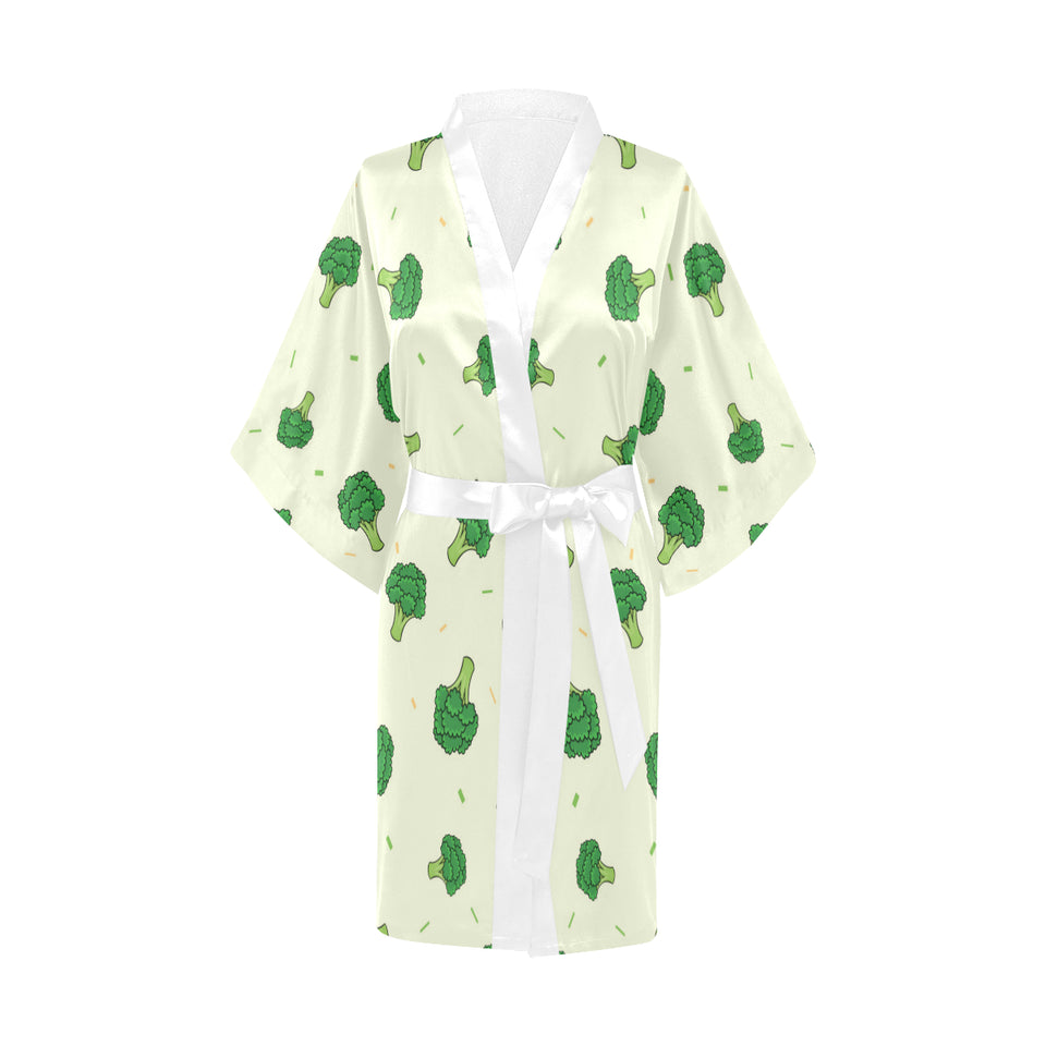 Broccoli pattern Women's Short Kimono Robe