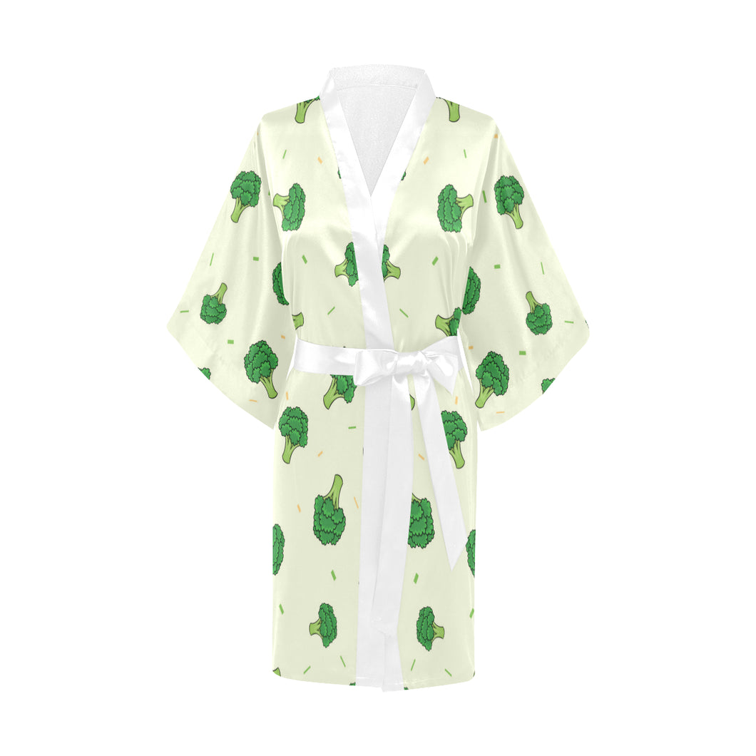 Broccoli pattern Women's Short Kimono Robe
