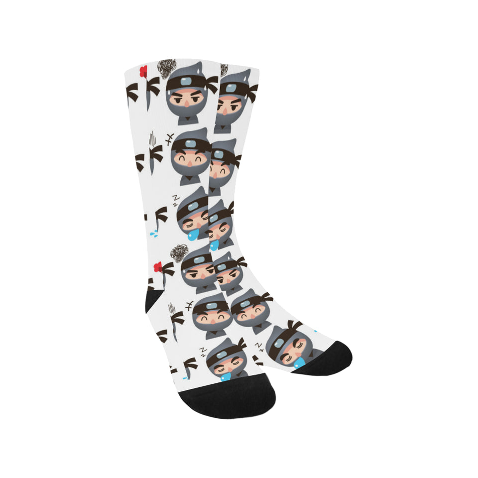 Cute ninja design pattern Crew Socks