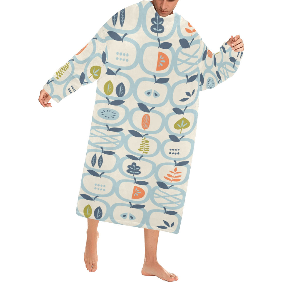 apples leaves pattern Blanket Robe with Sleeves