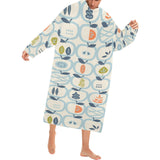 apples leaves pattern Blanket Robe with Sleeves