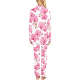 pink purple orchid pattern background Women's Long Pajama Set
