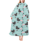 poodle dog green background Blanket Robe with Sleeves