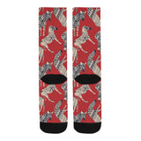 Zebra abstract red background Crew Socks