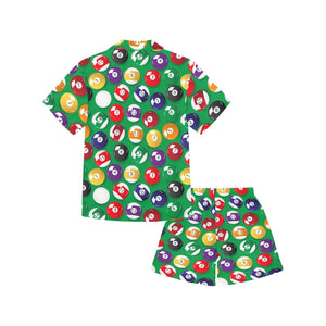 Billiard Ball Pattern Print Design 02 Kids' Boys' Girls' V-Neck Short Pajama Set