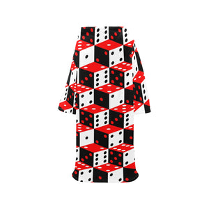 Dice Pattern Print Design 02 Blanket Robe with Sleeves