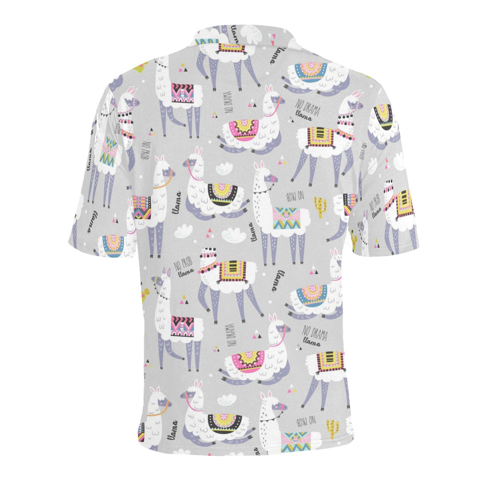 Cute Llama Alpaca pattern Men's All Over Print Polo Shirt