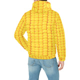Corn Pattern Print Design 04 Men's Padded Hooded Jacket