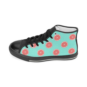 Grapefruit green background Women's High Top Canvas Shoes Black