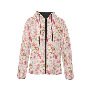 Swallow Pattern Print Design 01 Women's Padded Hooded Jacket