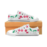 cherry pattern white background Men's Low Top Shoes White