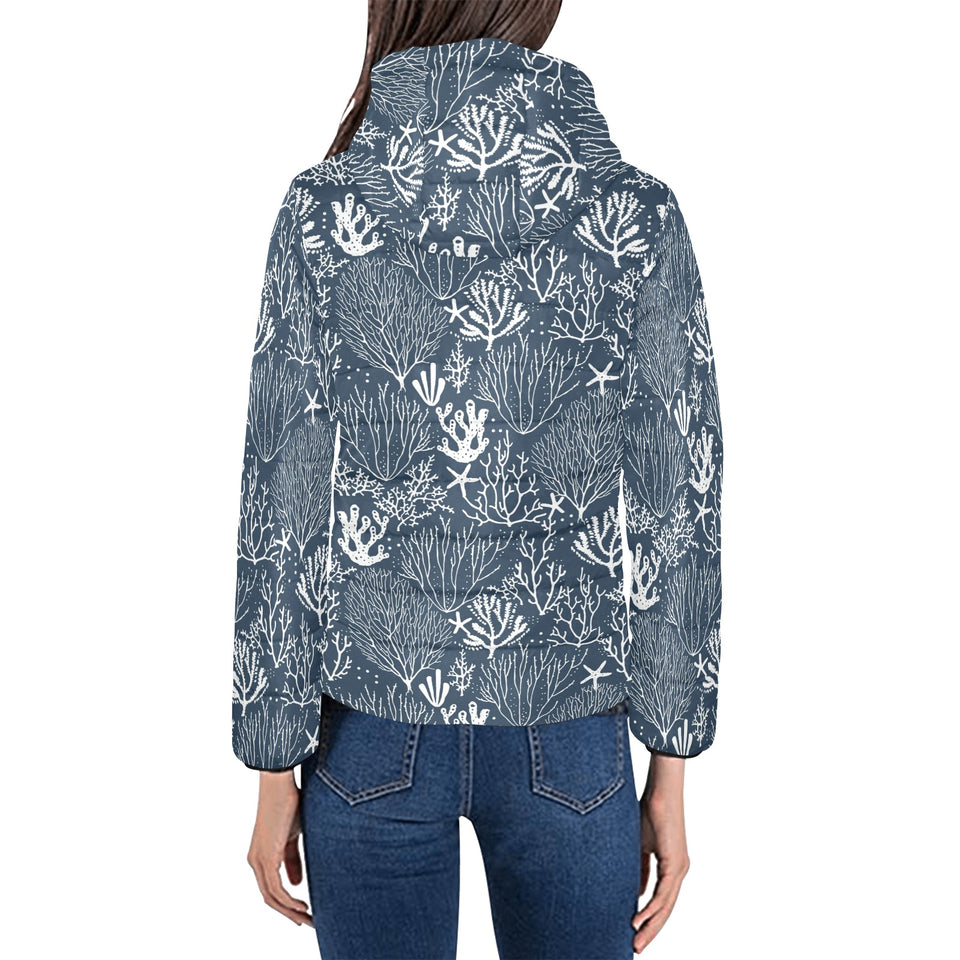 Coral Reef Pattern Print Design 05 Women's Padded Hooded Jacket