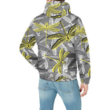 Hand drawn dragonfly pattern Men's Padded Hooded Jacket