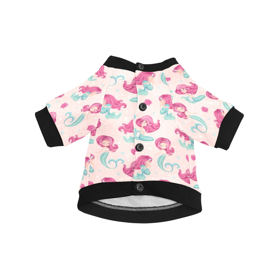 Cute little mermaid pattern All Over Print Pet Dog Round Neck Fuzzy Shirt
