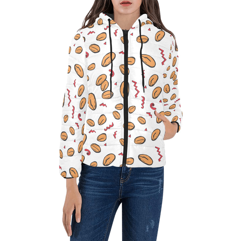 peanuts pattern background Women's Padded Hooded Jacket