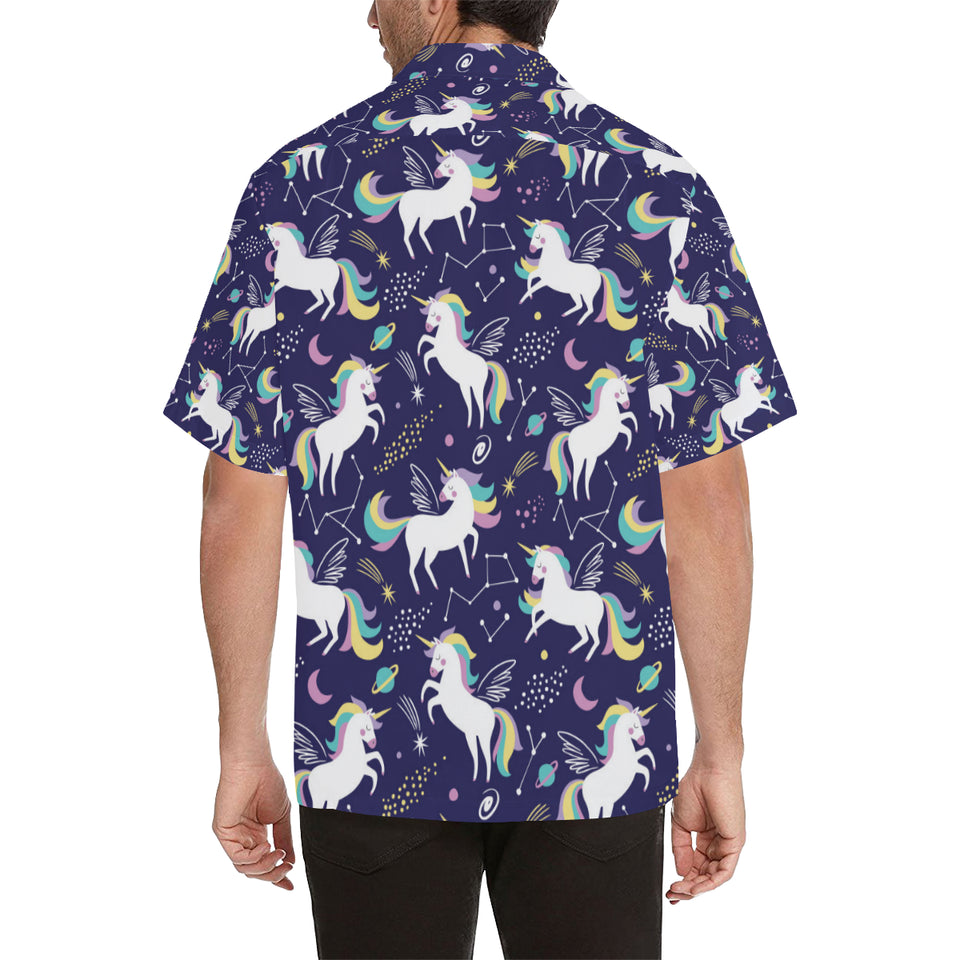 Hand drawn cute unicorn star planet Men's All Over Print Hawaiian Shirt