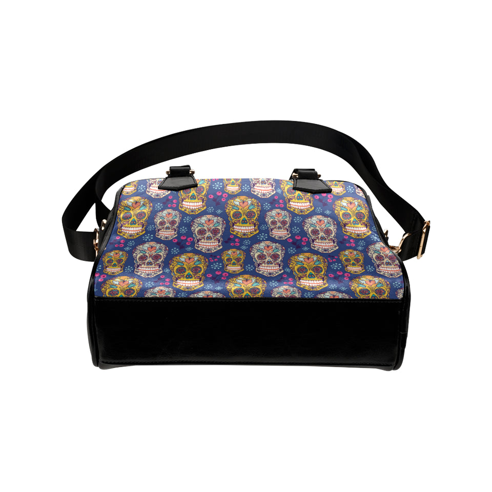 Sugar skull flower pattern Shoulder Handbag