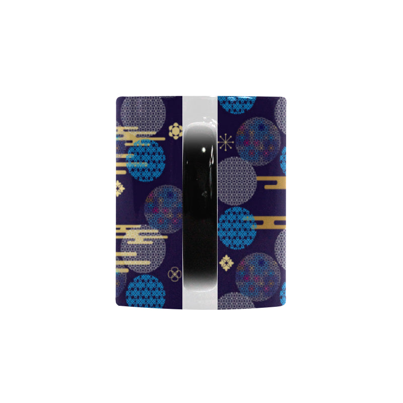 Blue japanese pattern cloud wave flower Morphing Mug Heat Changing Mug